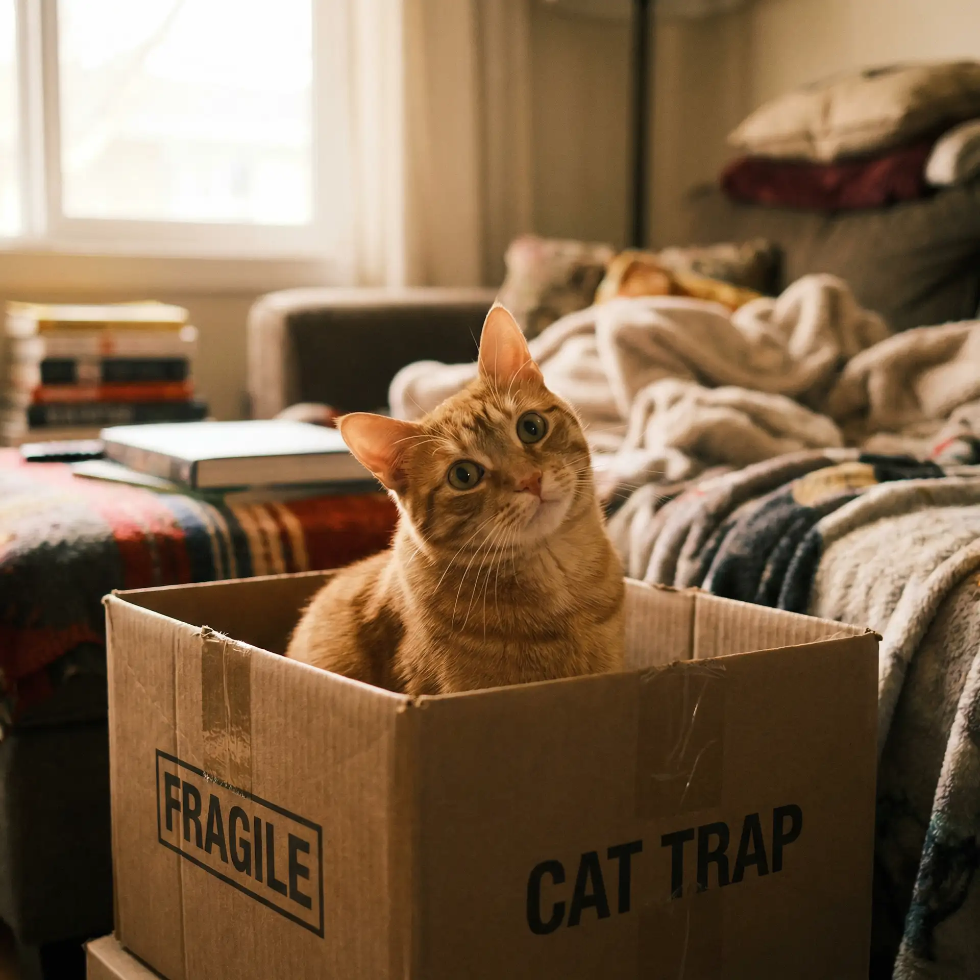 橘猫躲在纸箱里 - 月光影院神马影院